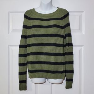 Express olive green & black striped sweater